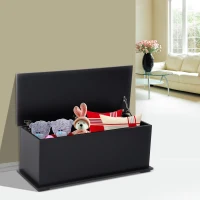 HOMCOM Baú de Armazenamento de Madeira Banco de Armazenamento para Dormitório Sala de Estar Carga Máxima 60kg 100x40x40 cm Preto(m-2)
