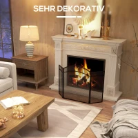 HOMCOM Vonkenbescherming voor Haarden, Elegante Vonkenvanger, Opvouwbaar, Gecoat, Zwart, 96 x 60 cm(m-6)