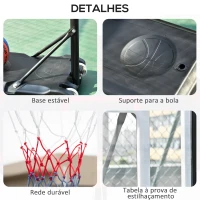 HOMCOM Tabela de Basquetebol para Exterior com Altura Ajustável  206-260 cm Rodas e Base Recarregável Preto(m-7)