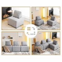 Divano Modulare per Soggiorno in Velluto Teddy, Design Moderno e Combinabile, Massimo Comfort e Seduta Ampia, Poltrone Sofa Divani, Grigio(m-4)