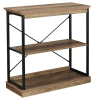 HOMCOM Scaffale in Stile Industriale, Scaffale Libreria in Legno Marrone e Metallo Nero, 80x36x81.3cm(m-1)