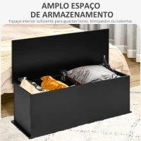 HOMCOM Baú de Armazenamento de Madeira Banco de Armazenamento para Dormitório Sala de Estar Carga Máxima 60kg 100x40x40 cm Preto(m-4)