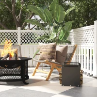 Outsunny Brandhoutrek, 2 Draaghandvaten, Stalen Frame, tot 30 kg, 36x30x36cm, Zwart(m-7)