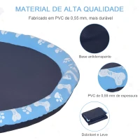 PawHut Splash Pad Tapete Aquático com Pulverizador Ø150 cm Tapete Anti-Respingos Piscina Portátil para Cães Azul(m-5)