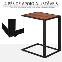 HOMCOM Mesa Lateral para sofá em estrutura de metal em forma de C para sala de estar e quarto 40,6x50,8x63,5 cm Cor de Noz(m-6)