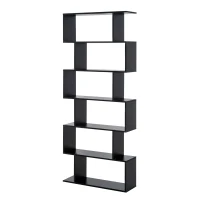 HOMCOM Estante Alto Livraría de 6 Estantes  para Sala de Jantar Desenho Moderno 80x23x192cm Preto(m-1)
