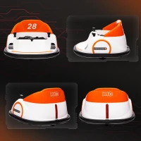 AIYAPLAY 360° Rotation Kids Bumper Car, 12V Waltzer Car with Remote Control, Dual Joysticks, Music Lights, Orange(m-9)