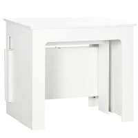 HOMCOM Mesa de Jantar Extensível para 4-6 Pessoas com Lateral Abatível Mesa Auxiliar Multifuncional 180x85x75cm Branco(m-11)