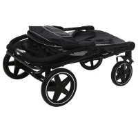 PawHut Hundewagen Hundebuggy bis 30kg faltbar verstellbares Vordach Aufbewahrungskorb 112 cm x 65 cm x 100 cm, Grau(m-10)