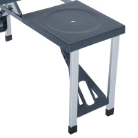 Outsunny Mesa de Campismo Dobrável Mesa Campismo Portátil com 4 Assentos e Orifício para Chapéu de Sol Alumínio para Praia Piquenique 136x84,5x66cm Cinza(m-9)