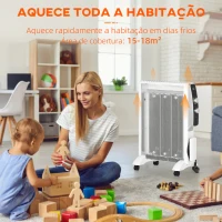 HOMCOM Aquecedor Elétrico 750W/1500W Aquecedor de Mica com Ecrã LED Controlo Remoto Termostato Temporizador 47x26,5x61,5cm Branco(m-6)