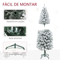 HOMCOM Árvore de Natal Artificial Coberta de Neve 150 cm com 317 Ramos e Suporte de Metal Árvore Natalícia para Sala Interior Verde(m-6)