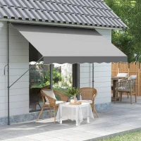 Outsunny Toldo Manual Retrátil Ajustável 300x170x200-290 cm com Manivela Proteção Solar UV40+ para Varanda Jardim Cinza(m-2)