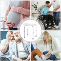 Banquinho de Duche Cadeira Banho 8 Posições Altura Regulável com Tampões de Borracha(m-8)