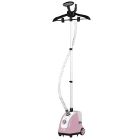 HOMCOM Ferro de Engomar a Vapor com Depósito de 1,4L e Temperatura Ajustável em 11 Níveis 26x21,5x146 cm Rosa(m-10)