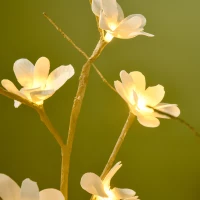 HOMCOM Árvore Cerejeira com 48 Luzes LED IP44 em Branco Quente Ramos Flexíveis Árvore de Decoração 18x18x120cm Cáqui(m-8)