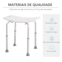 Banquinho de Duche Cadeira Banho 8 Posições Altura Regulável com Tampões de Borracha(m-6)