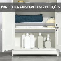HOMCOM Armário para Casa de Banho com 2 Portas Prateleira Interior Ajustável e Compartimento Aberto Móvel Auxiliar de Armazenamento para Sala de Estar Cozinha 60x30x80cm Branco(m-5)
