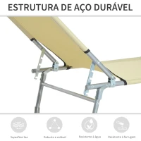 Outsunny Espreguiçadeira Dobrável e Reclinável em 4 Posições com Estrutura Metálica e Tecido Oxford para Exterior 187x58x28 cm Bege(m-6)