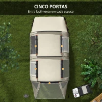 Outsunny Tenda de Campismo Familiar para 2 Pessoas com 2 Ambientes 5 Portas e Bolsa de Transporte Impermeável 460x230x180 cm Caqui(m-6)