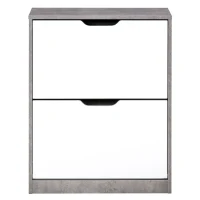 HOMCOM Sapateira Moderna com 2 Prateleiras Abatíveis para 8 Pares de Sapatos Sapateira Estreita 62,5x26x81 cm Cinza(m-11)