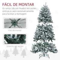 HOMCOM Árvore de Natal Artificial Nevado 180 cm com 796 Ramos e Suporte de Metal Árvore Natalina Nevado para Interior Verde(m-6)