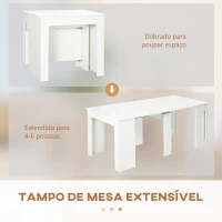 HOMCOM Mesa de Jantar Extensível para 4-6 Pessoas com Lateral Abatível Mesa Auxiliar Multifuncional 180x85x75cm Branco(m-4)