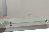 Kleankin Espelho para banheiro com luz LED 16W Interruptor de toque e prateleira inferior Cabo de 1m Estrutura de alumínio 70x50x2,7 cm prata(m-8)