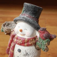 HOMCOM Kerstdecoratie, Sneeuwman met Vogel, 4 warmwitte LEDs, op batterijen, 25 x 15,5 x 38 cm(m-8)