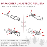 HOMCOM Árvore de Natal Artificial Nevado 180 cm com 796 Ramos e Suporte de Metal Árvore Natalina Nevado para Interior Verde(m-7)