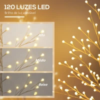 HOMCOM Árvore Sintética Altura 150cm com 120 Luzes LED IP44 Ajustável em 3 Modos Ramos Flexíveis 20x20x150cm Branco(m-4)