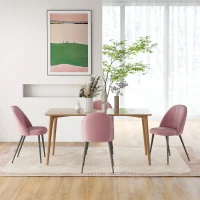 HOMCOM Conjunto de 4 Cadeiras de Sala de Jantar Modernas Cadeiras Estofadas em Veludo com Encosto Alto e Pés de Aço 50x52x83 cm Rosa(m-7)