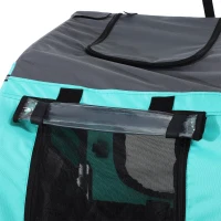 PawHut Haustieranhänger Hundeanhänger Fahrradanhänger bis 20kg klappbar Reflektor Regenschutz Stahl Grau + Grün 130 x 73 x 90cm(m-12)