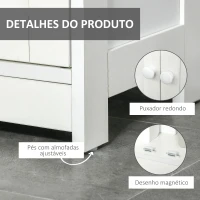 HOMCOM Armário para Casa de Banho com 2 Portas Prateleira Interior Ajustável e Compartimento Aberto Móvel Auxiliar de Armazenamento para Sala de Estar Cozinha 60x30x80cm Branco(m-7)