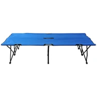 Outsunny Cama Dobrável de Campismo com 2 Lugares Cama Dupla Portátil com Bolsa de Transporte Carga 136 kg 193x125x40cm Azul(m-9)