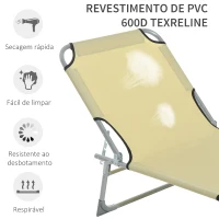 Outsunny Espreguiçadeira Dobrável e Reclinável em 4 Posições com Estrutura Metálica e Tecido Oxford para Exterior 187x58x28 cm Bege(m-5)