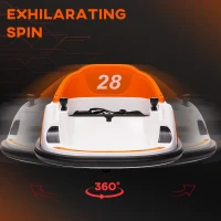 AIYAPLAY 360° Rotation Kids Bumper Car, 12V Waltzer Car with Remote Control, Dual Joysticks, Music Lights, Orange(m-4)
