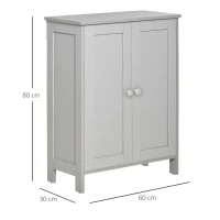 HOMCOM Armário de Sala de Estar com 2 Portas e Prateleiras Interiores Ajustáveis Móvel Auxiliar de Armazenamento Multiuso para Casa de Banho Cozinha Sala de Jantar 60x30x80cm Cinza(m-3)