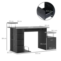 HOMCOM Secretária para Escritório de Madeira MDF 152x60x88 cm Preto(m-3)