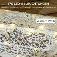 Outsunny LED-Kerstdecoratie, verlicht rendier en slee, 170 lampjes, 50 x 29 x 42 cm(m-4)