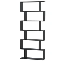 HOMCOM Estante Alto Livraría de 6 Estantes  para Sala de Jantar Desenho Moderno 80x23x192cm Preto(m-10)