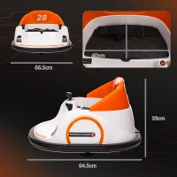 AIYAPLAY 360° Rotation Kids Bumper Car, 12V Waltzer Car with Remote Control, Dual Joysticks, Music Lights, Orange(m-3)