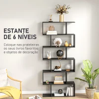 HOMCOM Estante Alto Livraría de 6 Estantes  para Sala de Jantar Desenho Moderno 80x23x192cm Preto(m-4)