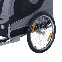 PawHut Hundeanhänger Fahrradanhänger bis 20kg klappbar mit Universalkupplung Reflektoren Flagge lagerbar Stahl+Polyster Grau+Schwarz 130 x 73 x 90cm(m-11)