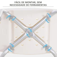 Banquinho de Duche Cadeira Banho 8 Posições Altura Regulável com Tampões de Borracha(m-5)