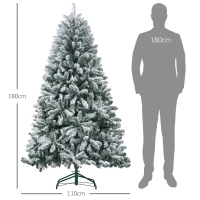 HOMCOM Árvore de Natal Artificial Nevado 180 cm com 796 Ramos e Suporte de Metal Árvore Natalina Nevado para Interior Verde(m-3)