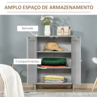 HOMCOM Armário de Sala de Estar com 2 Portas e Prateleiras Interiores Ajustáveis Móvel Auxiliar de Armazenamento Multiuso para Casa de Banho Cozinha Sala de Jantar 60x30x80cm Cinza(m-4)
