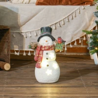 HOMCOM Kerstdecoratie, Sneeuwman met Vogel, 4 warmwitte LEDs, op batterijen, 25 x 15,5 x 38 cm(m-2)