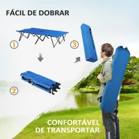 Outsunny Cama Dobrável de Campismo com 2 Lugares Cama Dupla Portátil com Bolsa de Transporte Carga 136 kg 193x125x40cm Azul(m-5)