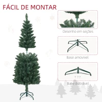 HOMCOM Árvore de Natal Estreita Árvore de Natal Tipo Lápis de 150 cm com Base Dobrável e 317 Ramos para Escritório Verde(m-6)